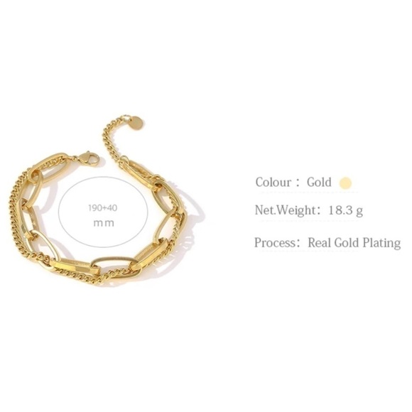 2ND Re-Stock❗️NEW 18k Gold Double Layered Chunky Bracelet - Picture 4 of 7